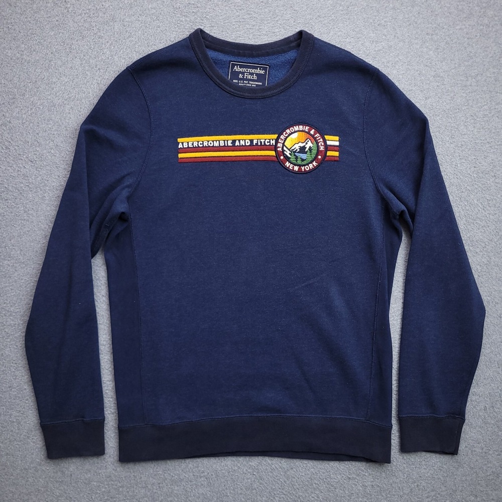 Abercrombie & Fitch Sweatshirt Mens Medium Fleece Pullover Outdoor Blue